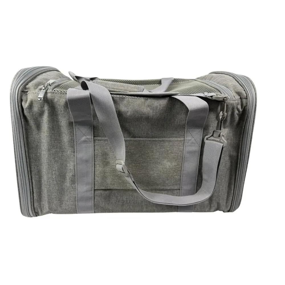 New Collapsing Cat Carrier for Large Cats Gray with shoulder strap